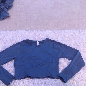 Blue Tight Fitted Crop Top